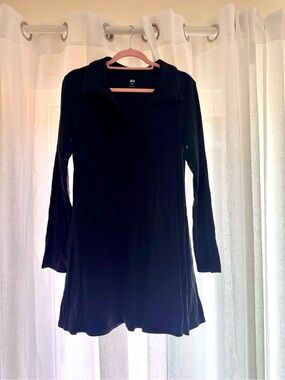 SO Black Long-Sleeve Collared A-Line Women’s Dress